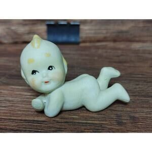 Vintage Kewpie Bisque Doll Happy Laying, Lefton Era 1950s Japan
